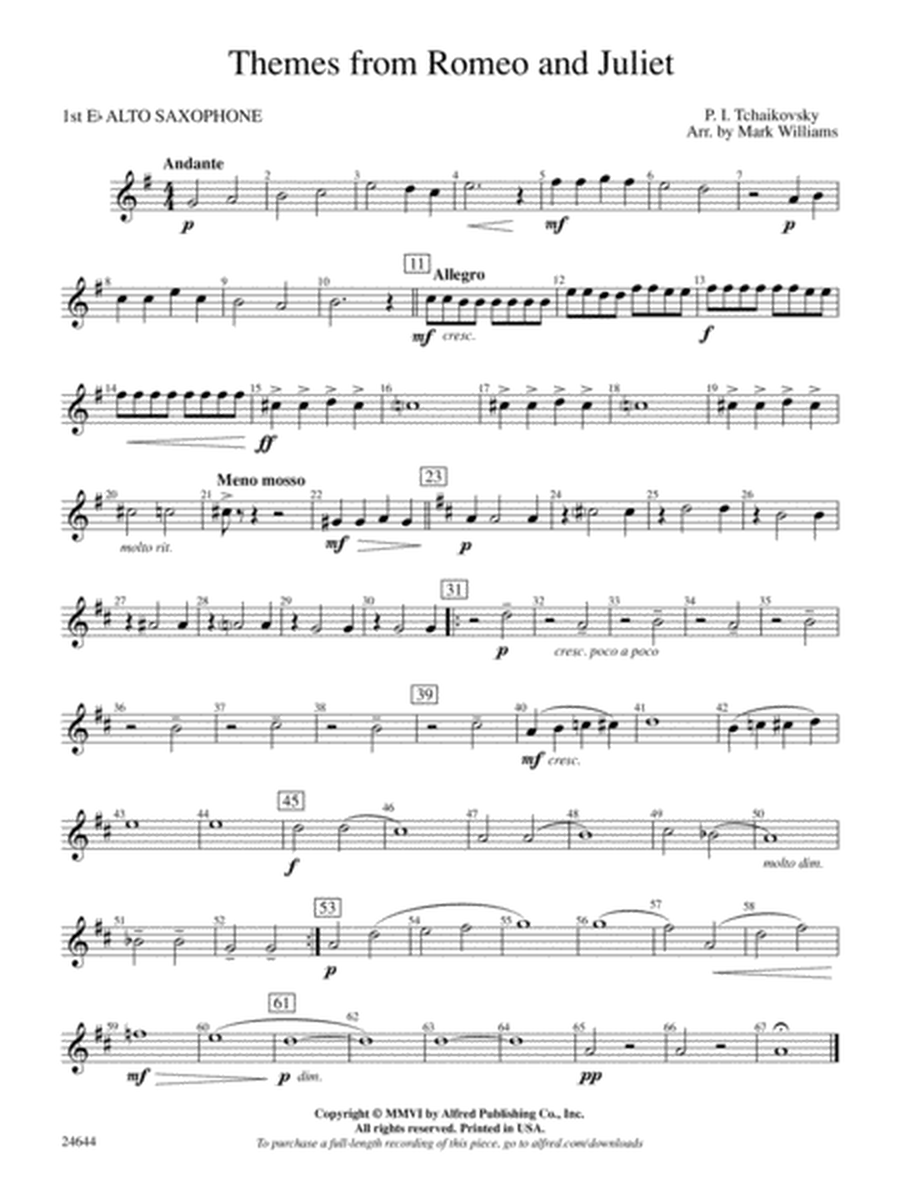 Romeo and Juliet, Themes from: E-flat Alto Saxophone