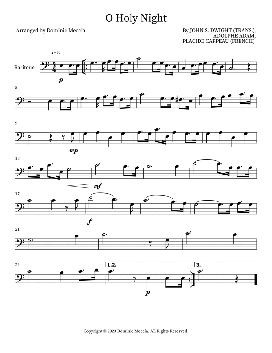 O Holy Night Baritone Saxophone scores gallery preview page 1