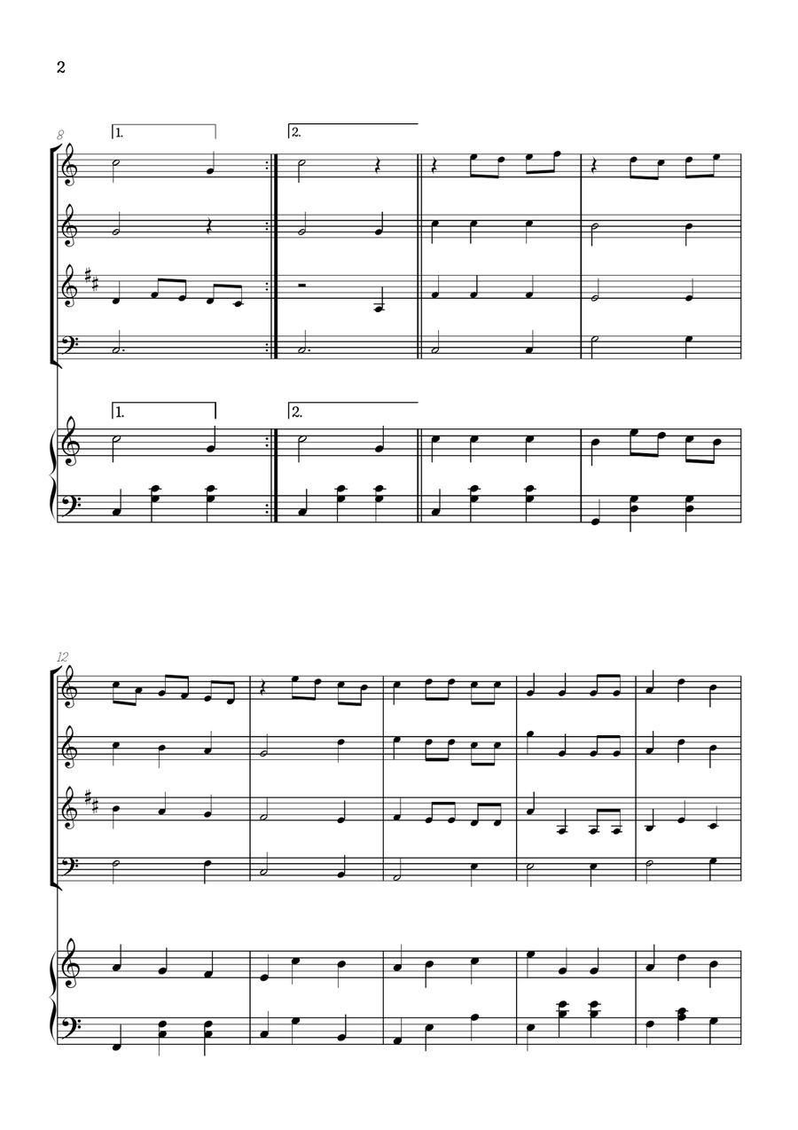 We Wish You a Merry Christmas for Woodwind Quartet & Piano • easy Christmas sheet music Woodwind Quartet scores gallery preview page 2