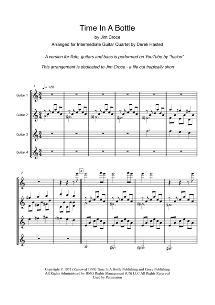 Time In A Bottle Guitar Ensemble scores gallery preview page 3