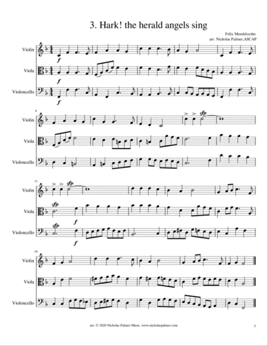 10 Christmas Carol Arrangements for String Trio String Trio scores gallery preview page 4