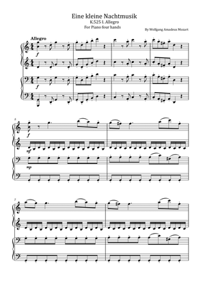 Mozart - Eine kleine Nachtmusik - K.525 – For Piano four hands