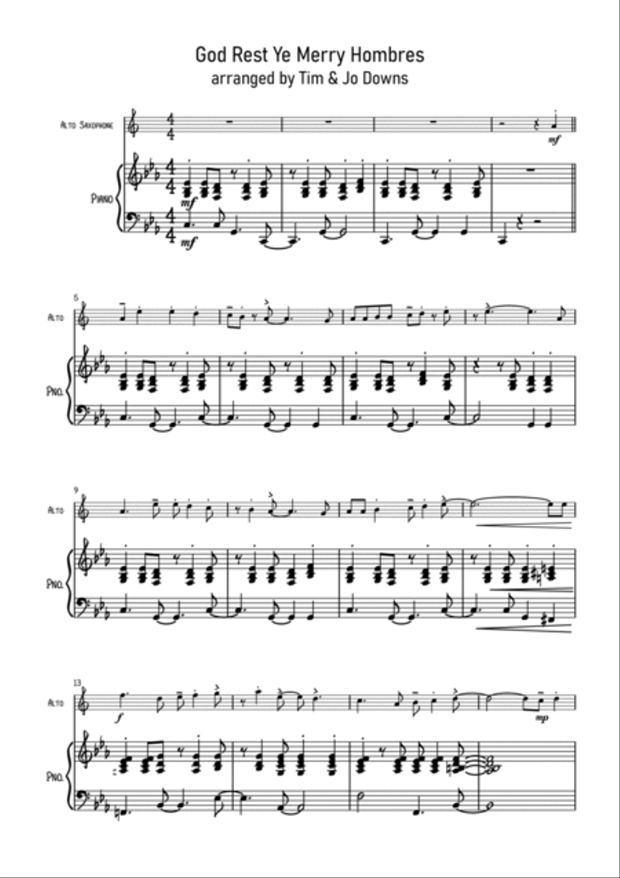 God Rest Ye Merry Gentlemen (Latin jazz style) Alto Saxophone scores gallery preview page 2