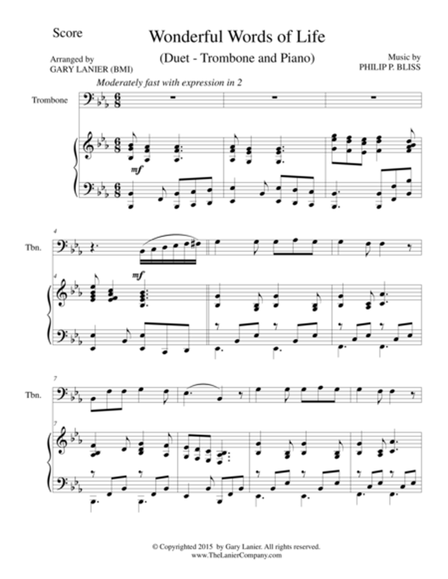 WONDERFUL WORDS OF LIFE (Duet – Trombone and Piano/Score and Parts) image number null