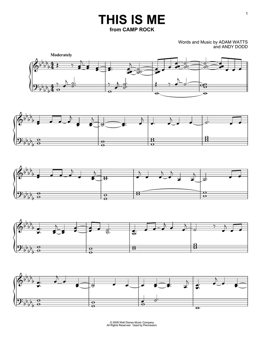 This Is Me (from Camp Rock) Piano Solo scores gallery preview page 1
