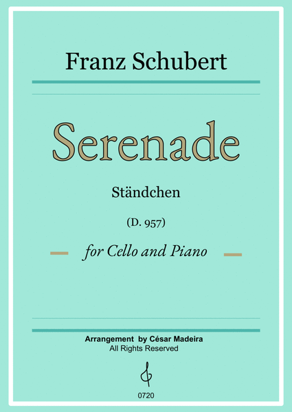 Serenade (D.975) by Schubert - Cello and Piano (Full Score) image number null