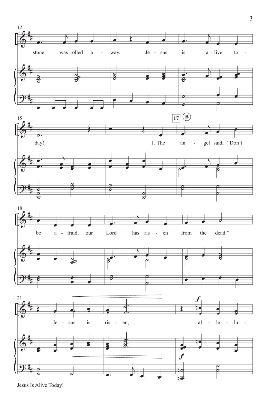 Jesus Is Alive Today! by Becki Slagle Mayo Unison Choir - Digital Sheet Music page 3