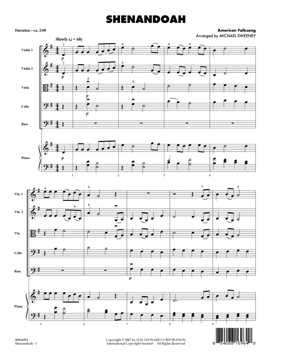 Shenandoah - Full Score String Orchestra scores gallery preview page 1