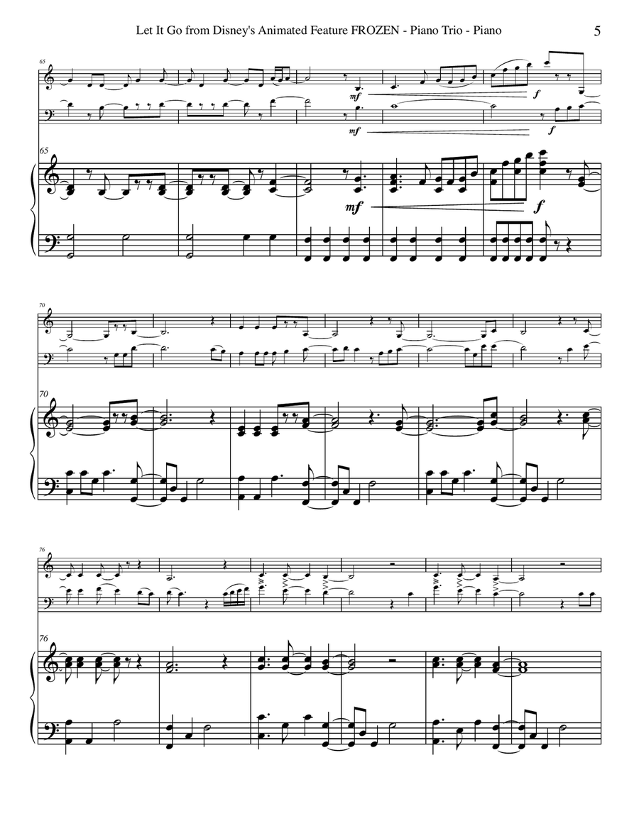Let It Go (from Frozen) Piano Trio scores gallery preview page 5