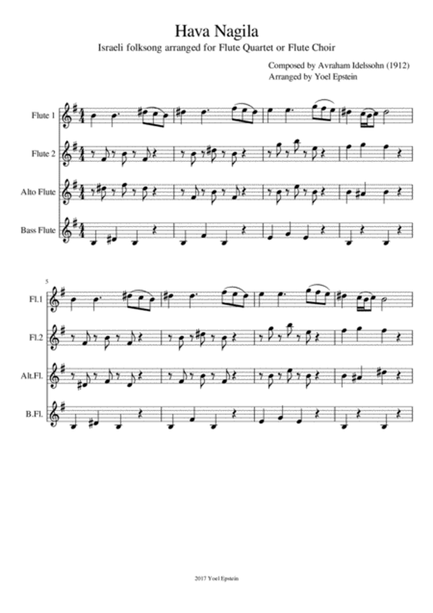 Hava Nagila - Jewish folk song for flute quartet or flute choir image number null