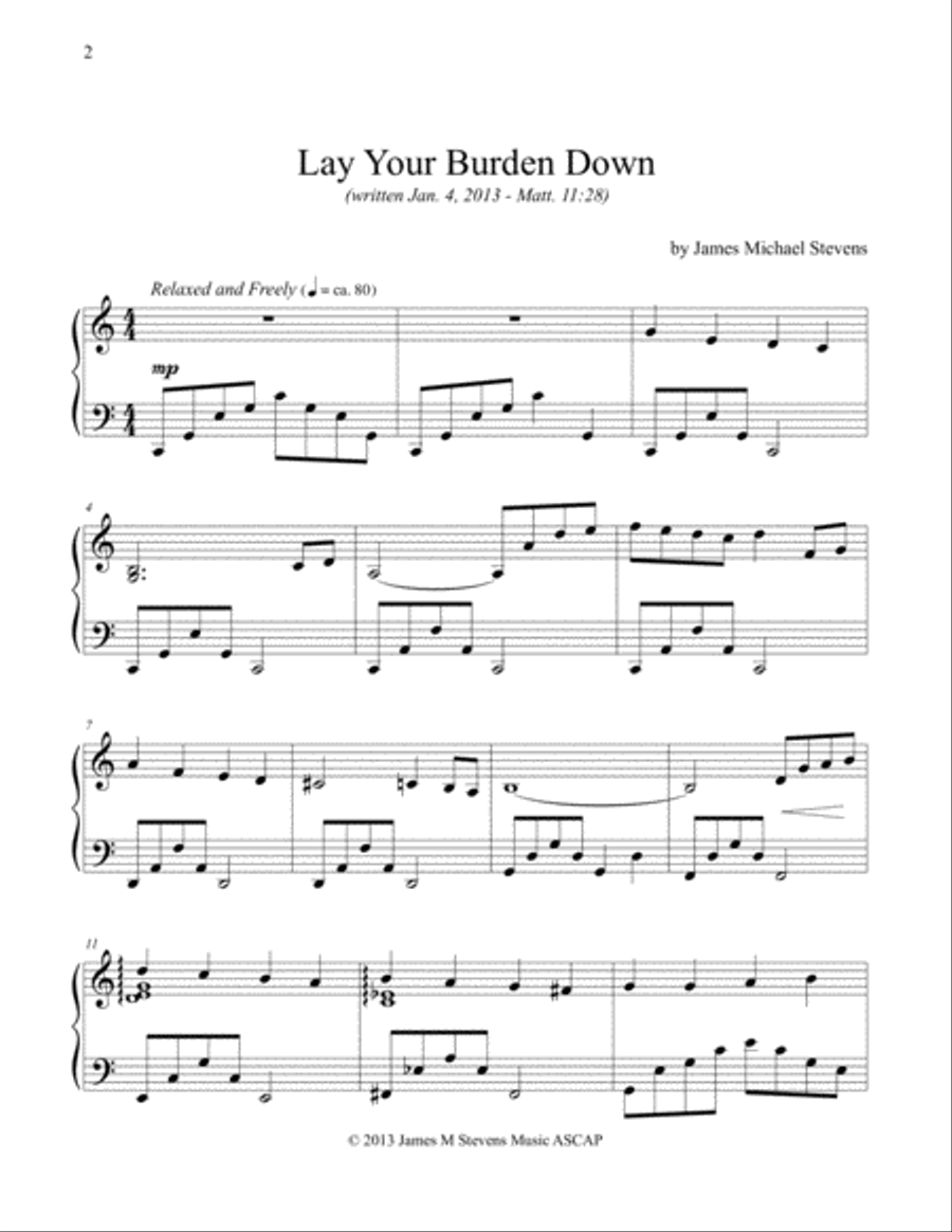 Lay Your Burden Down Piano Solo scores gallery preview page 2