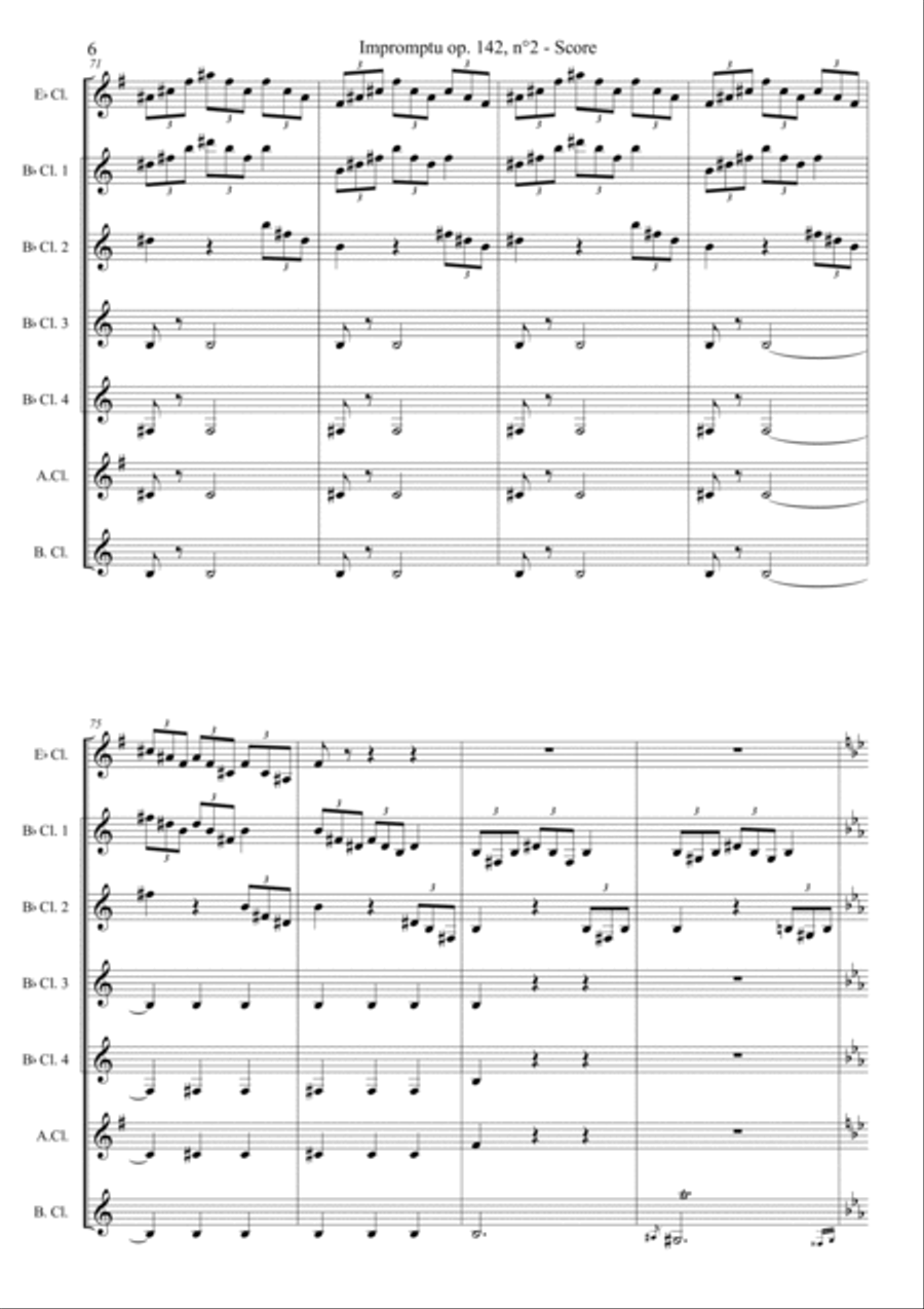 Impromptu op. 142, n° 2 Woodwind Ensemble scores gallery preview page 6