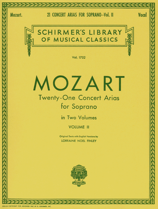 Book cover for 21 Concert Arias for Soprano – Volume II
