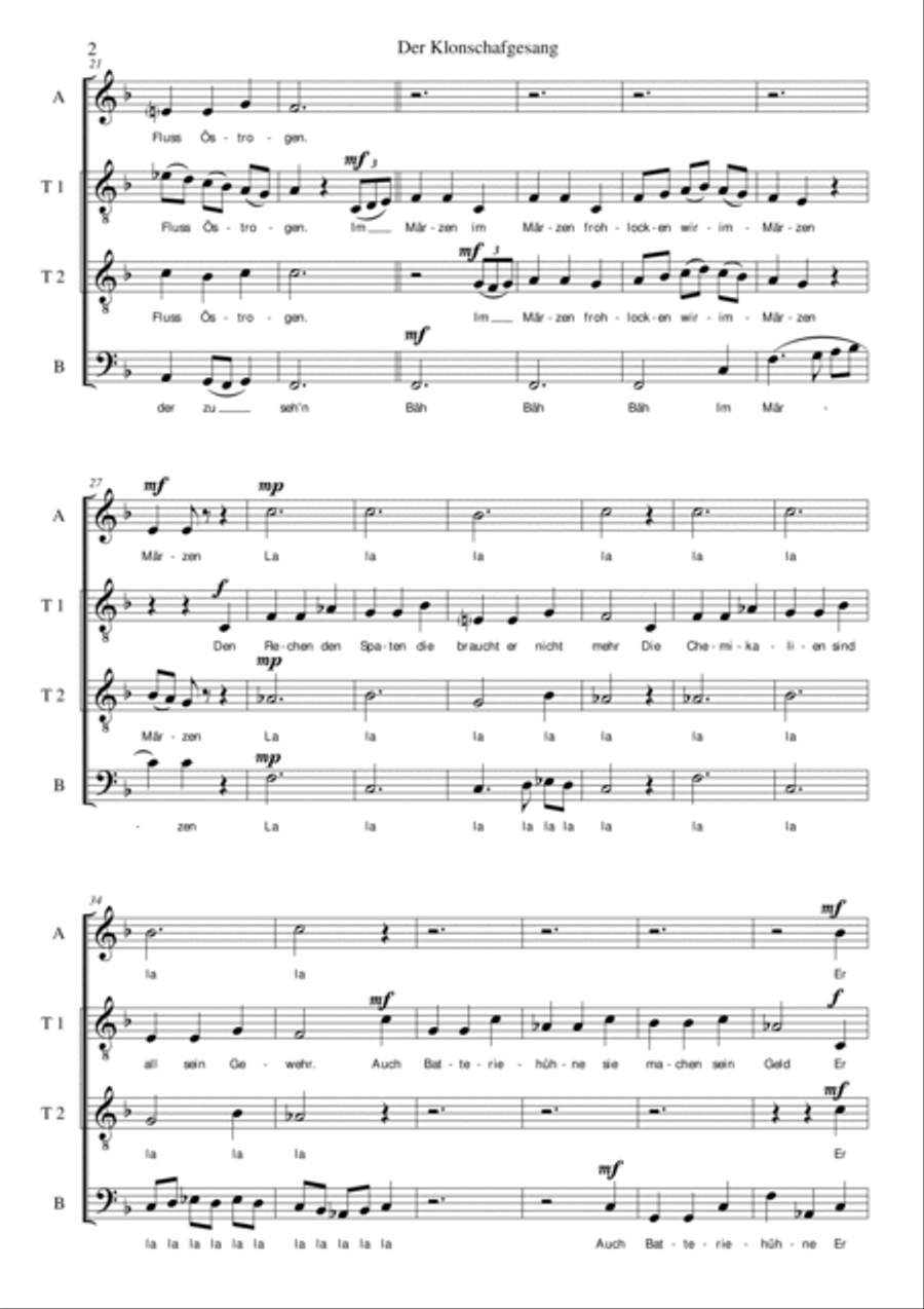 Der Klonschafgesang for male voice choir (ATTB) 4-Part scores gallery preview page 2