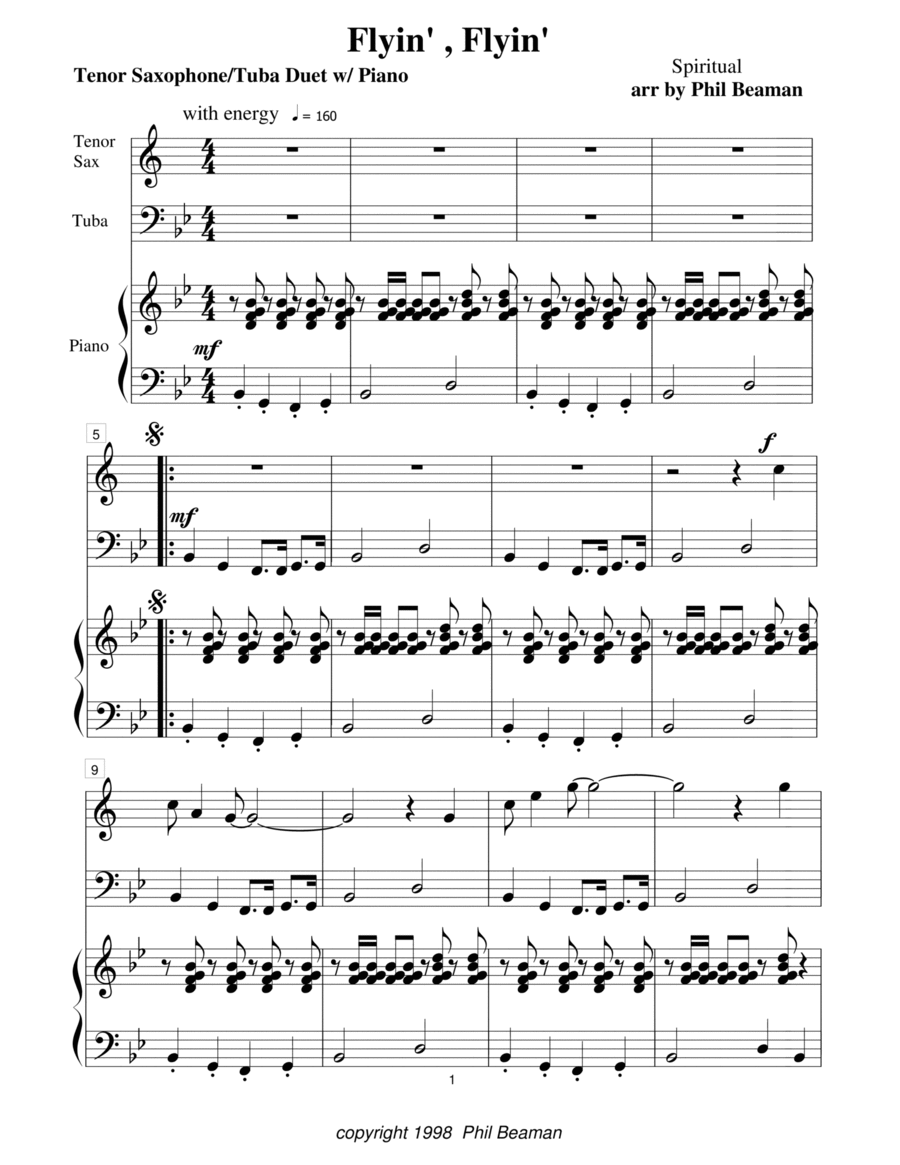 Flyin', Flyin' - tenor sax/tuba duet with piano image number null