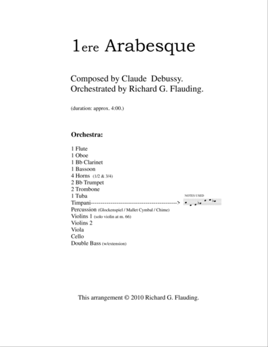 Arabesque 1 (Orchestra) Full Orchestra scores gallery preview page 2