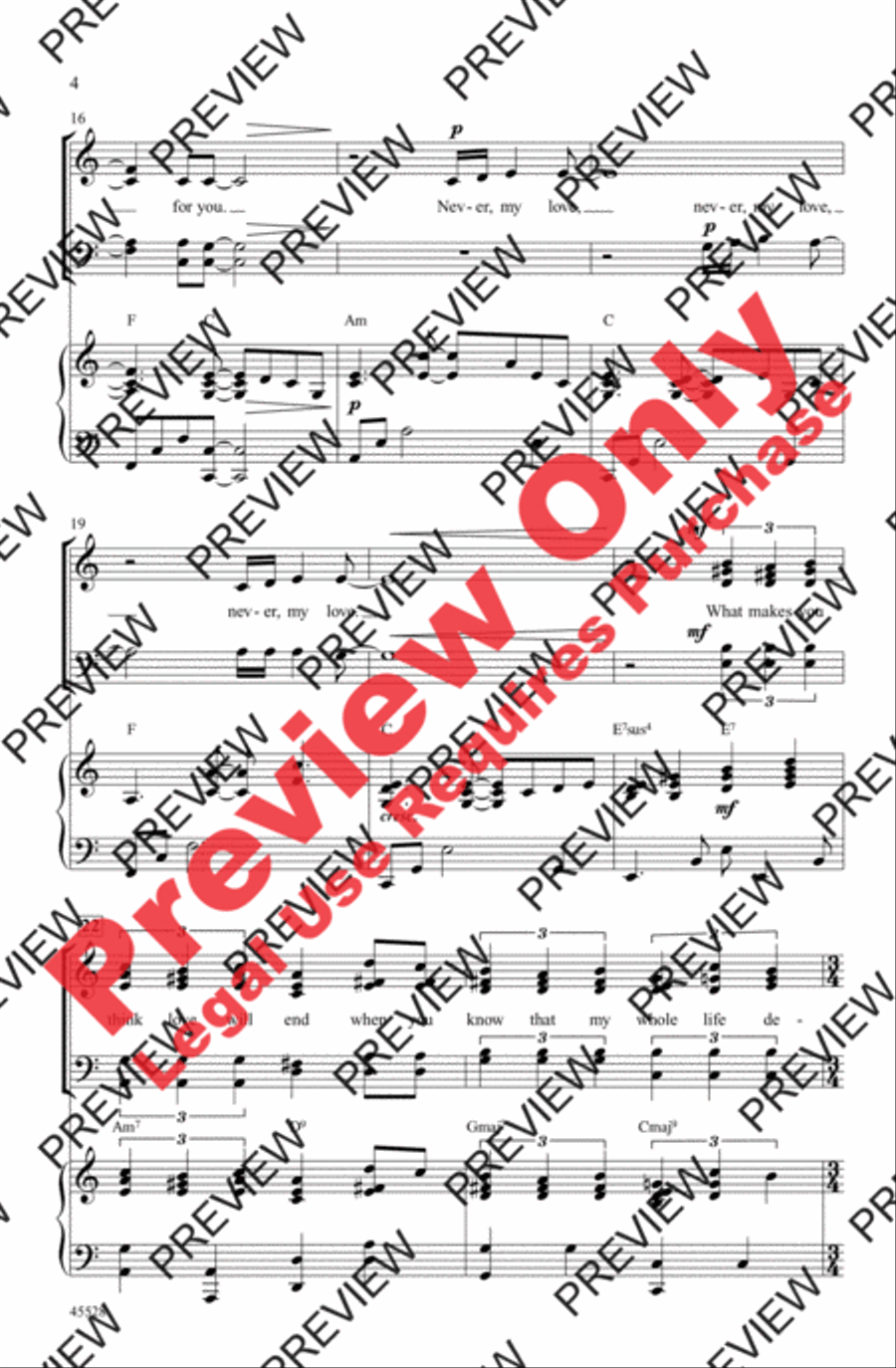 Never My Love Never My Love 4-Part scores gallery preview page 4