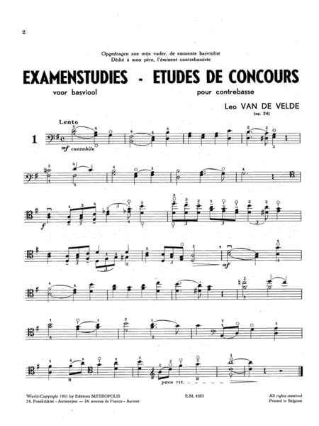 Examenstudies for Double Bass