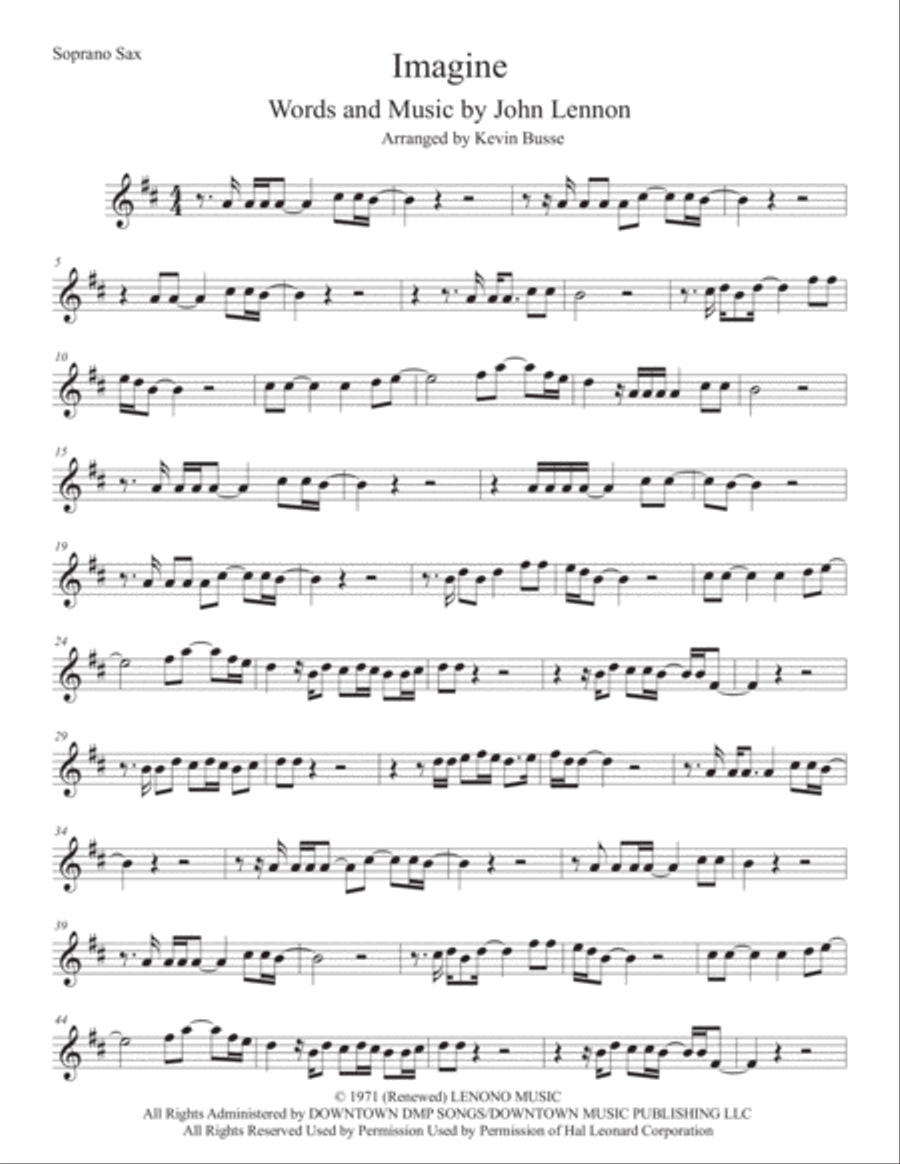 Imagine Soprano Saxophone scores gallery preview page 1