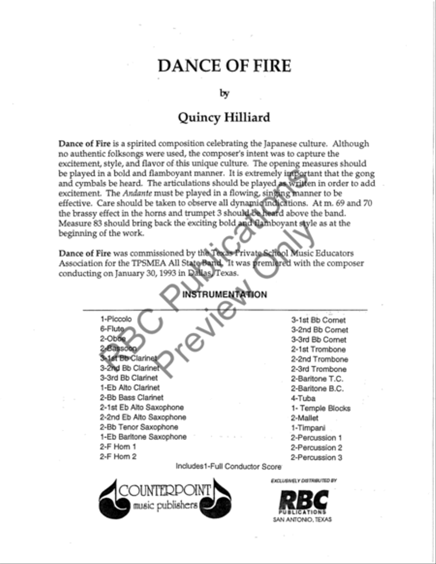 Dance Of Fire Concert Band scores gallery preview page 3