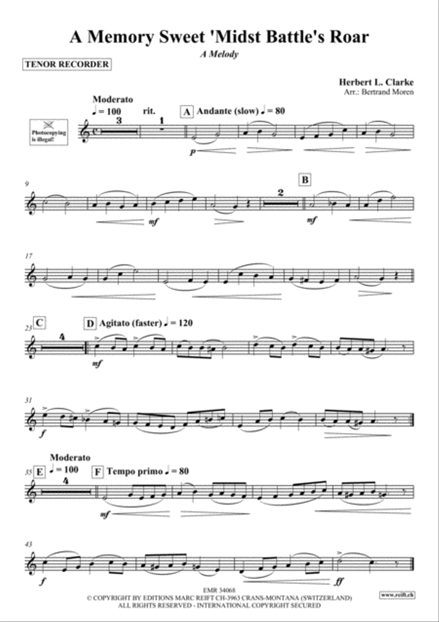 A Memory Sweet 'Midst Battle's Roar Tenor Recorder scores gallery preview page 2