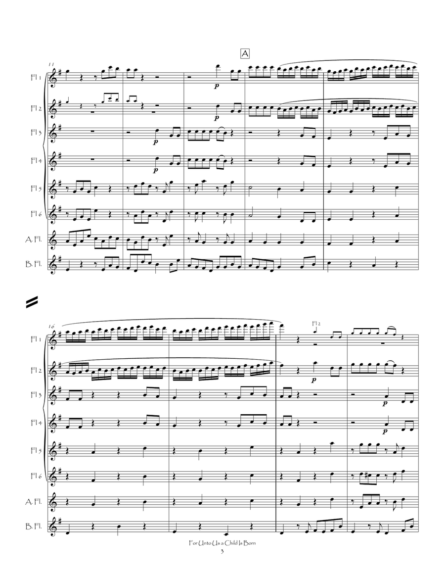 For Unto Us a Child Is Born from The Messiah for Flute Choir Flute Choir scores gallery preview page 4