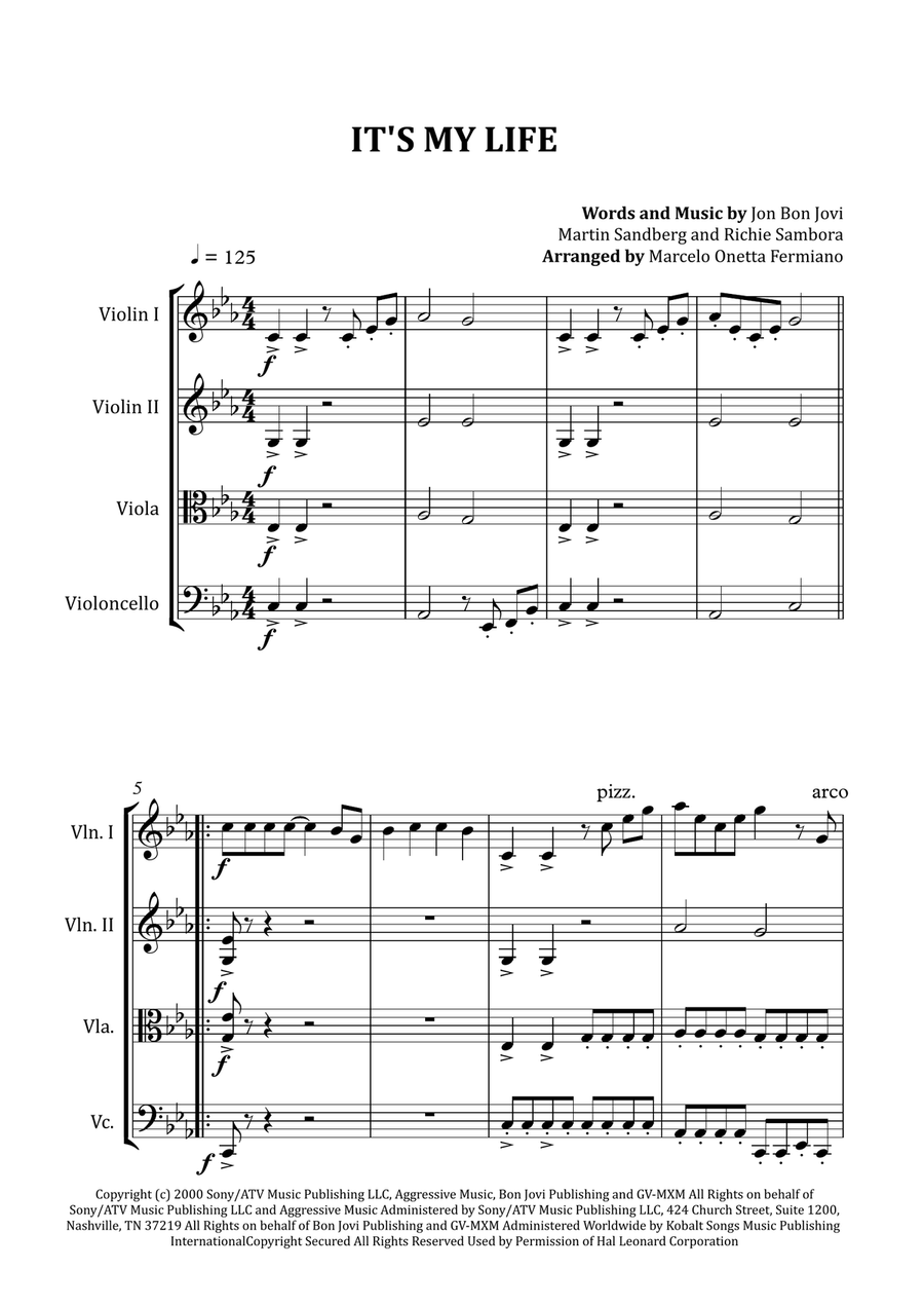 It's My Life String Quartet scores gallery preview page 4