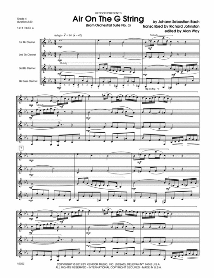 Air On The G String B-Flat Clarinet scores gallery preview page 2