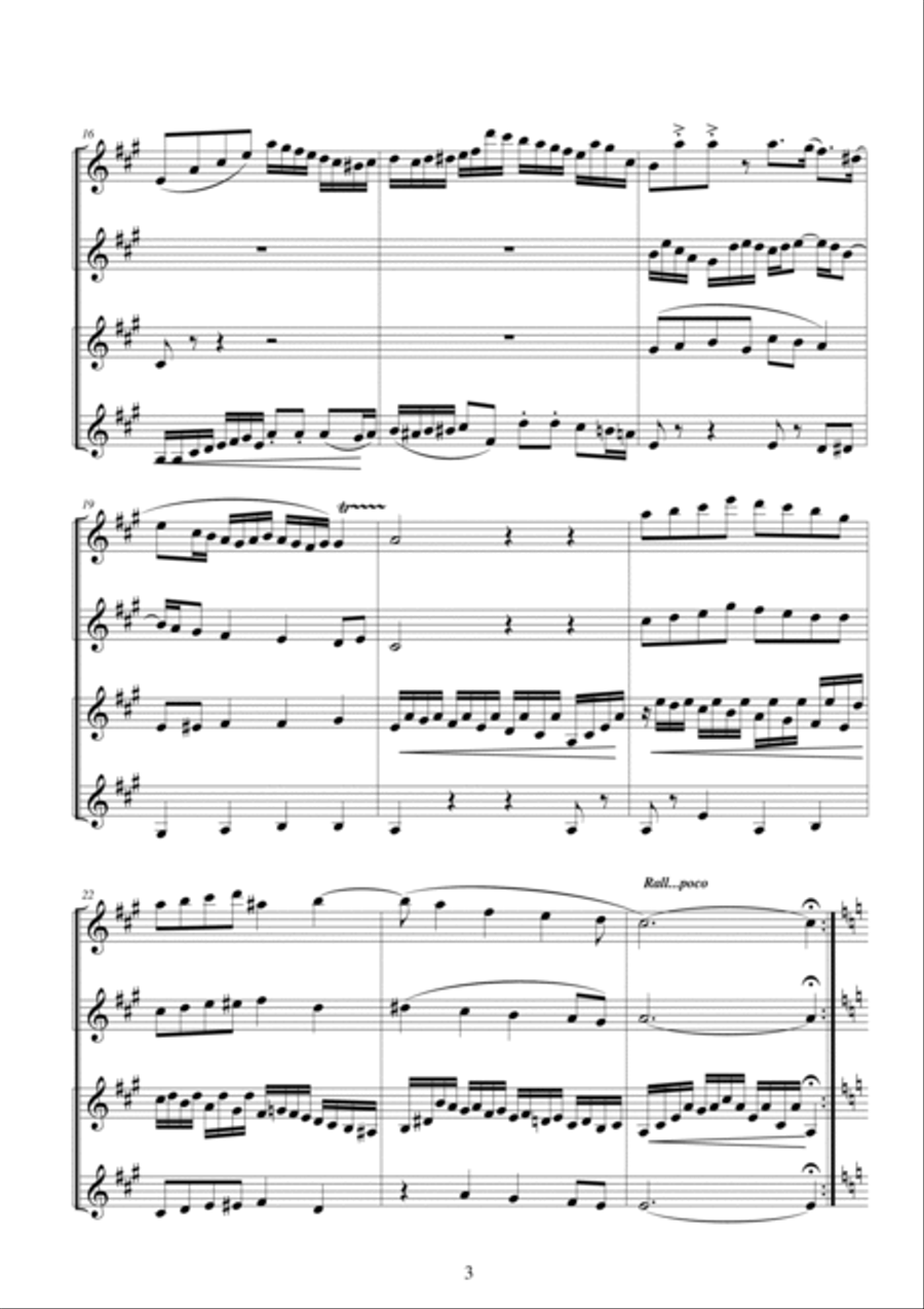 Clarinet Quartet in G major - CS135 Clarinet Quartet scores gallery preview page 3