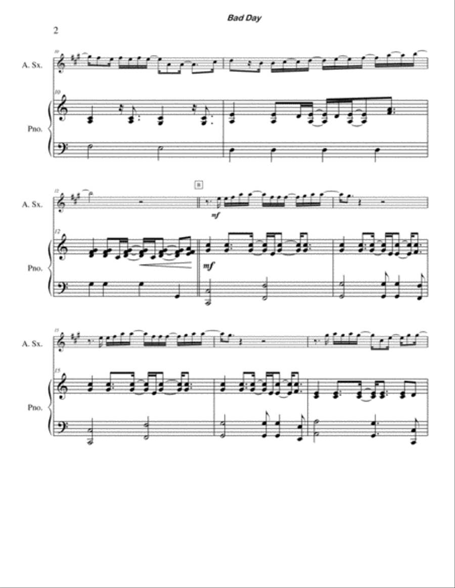Bad Day Bad Day Alto Saxophone scores gallery preview page 2