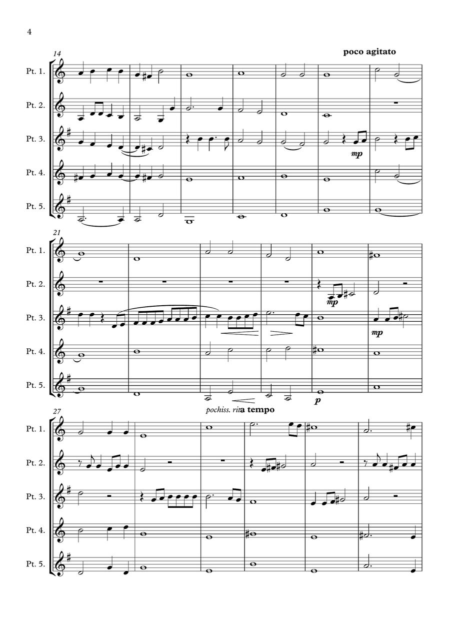 Monteverdi - The Seventh Book of Madrigals (1619) - 08.Vorrei baciarti a5 Brass Ensemble scores gallery preview page 4