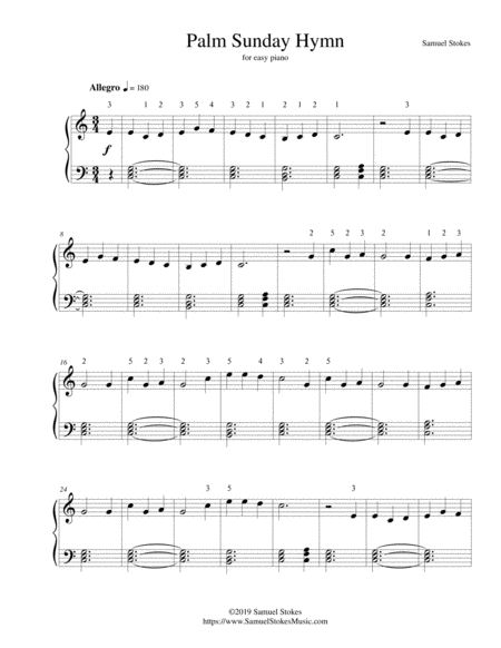 Palm Sunday Hymn - for easy piano image number null