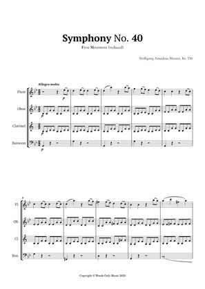 Symphony No. 40 by Mozart for Woodwind Quartet