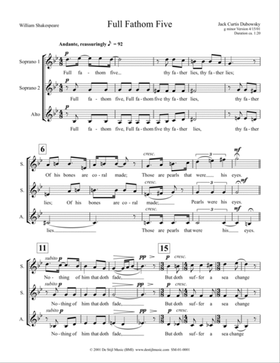 Full Fathom Five (SSA) SSA scores gallery preview page 2