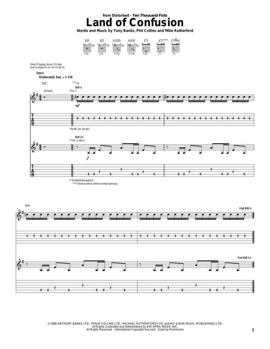 Land Of Confusion Acoustic Guitar scores gallery preview page 1