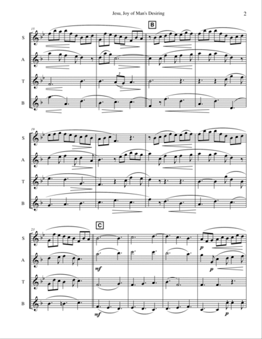 Jesu, Joy of Man's Desiring Saxophone Quartet scores gallery preview page 5