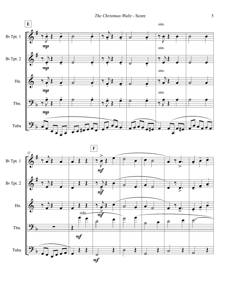 The Christmas Waltz Brass Ensemble scores gallery preview page 6