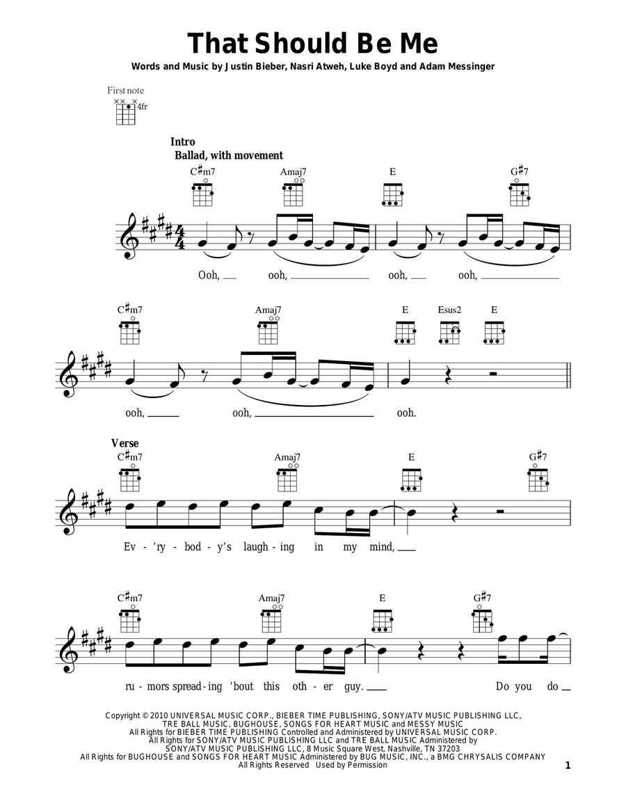 That Should Be Me That Should Be Me Ukulele scores gallery preview page 1
