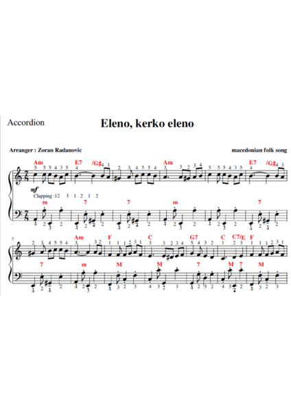 Eleno, kerko eleno - for Bb clarinet, accordion duet image number null