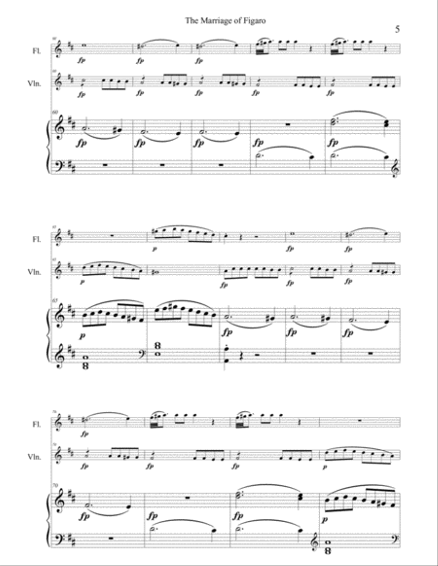 Mozart The Marriage of Figaro Symphony for Flute Violin and Piano Small Ensemble scores gallery preview page 6