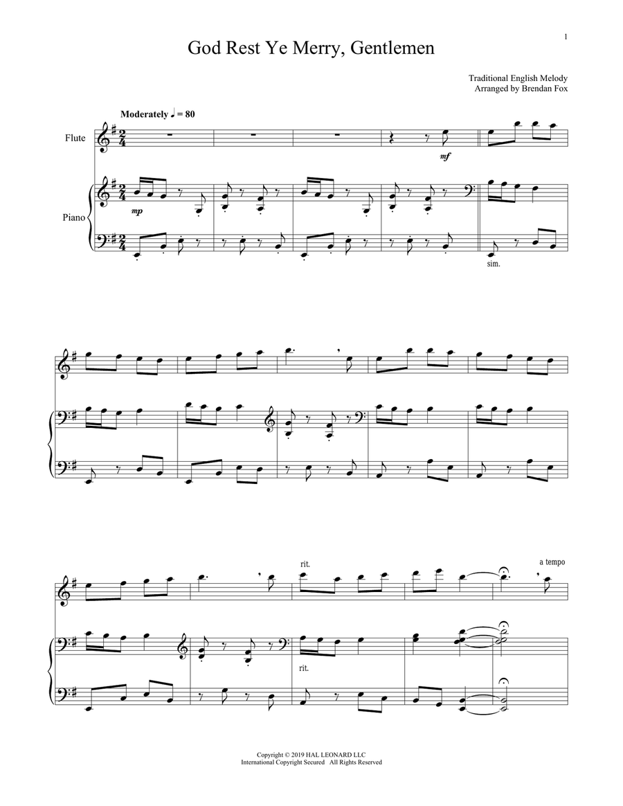 God Rest Ye Merry, Gentlemen Flute Solo scores gallery preview page 1