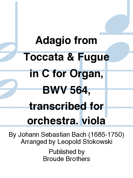 Adagio (from Toccata and Fugue in C , BWV 564), viola