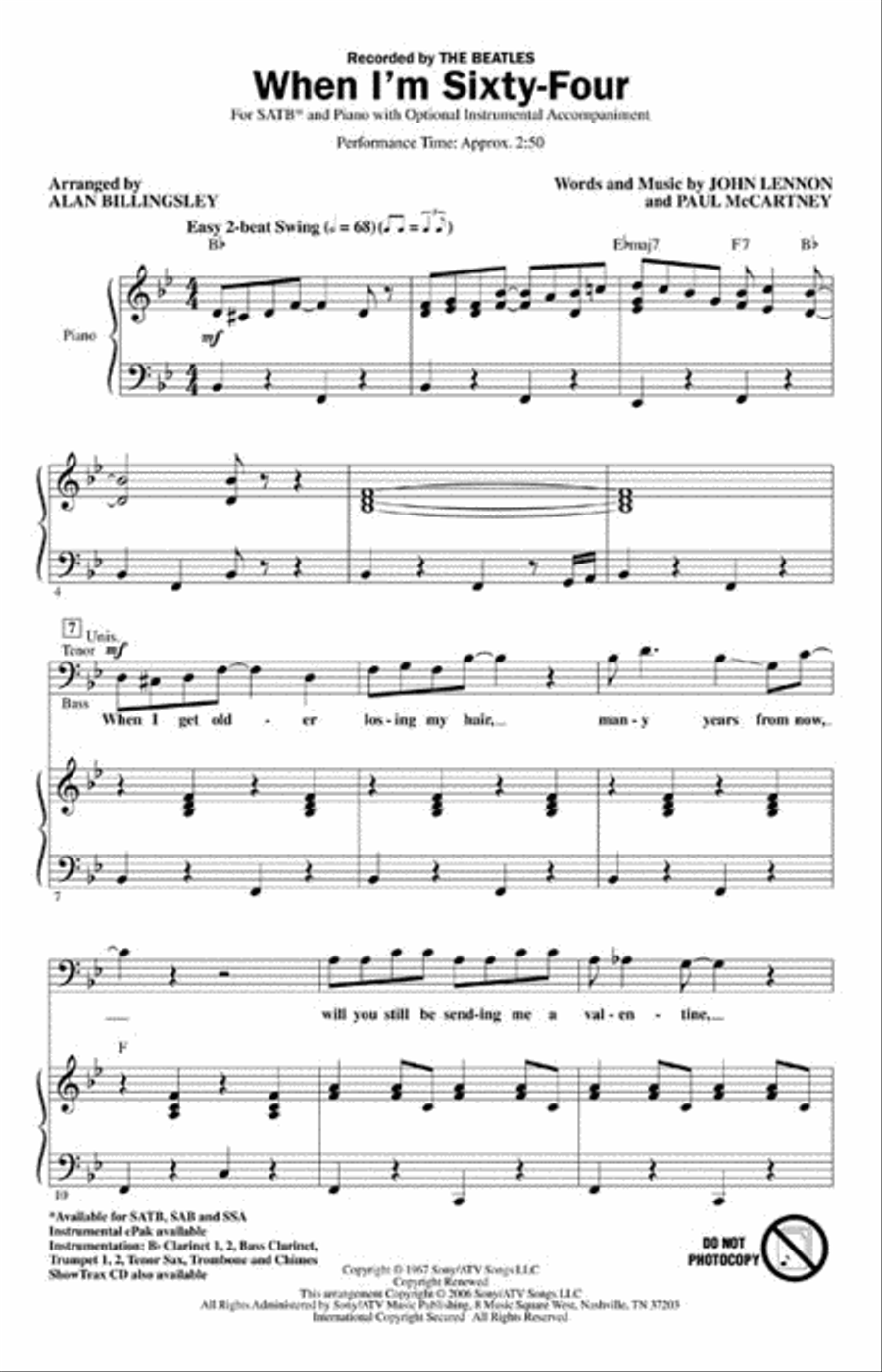 When I'm Sixty-Four Choir scores gallery preview page 2