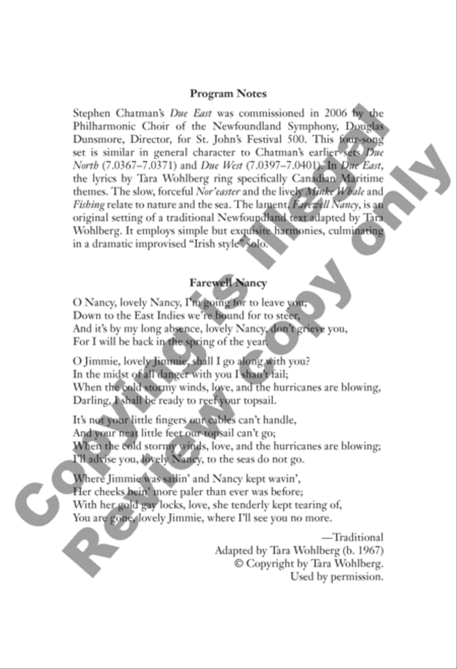 Due East: 3. Farewell Nancy Divisi scores gallery preview page 13