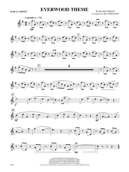Everwood Theme: 1st B-flat Clarinet