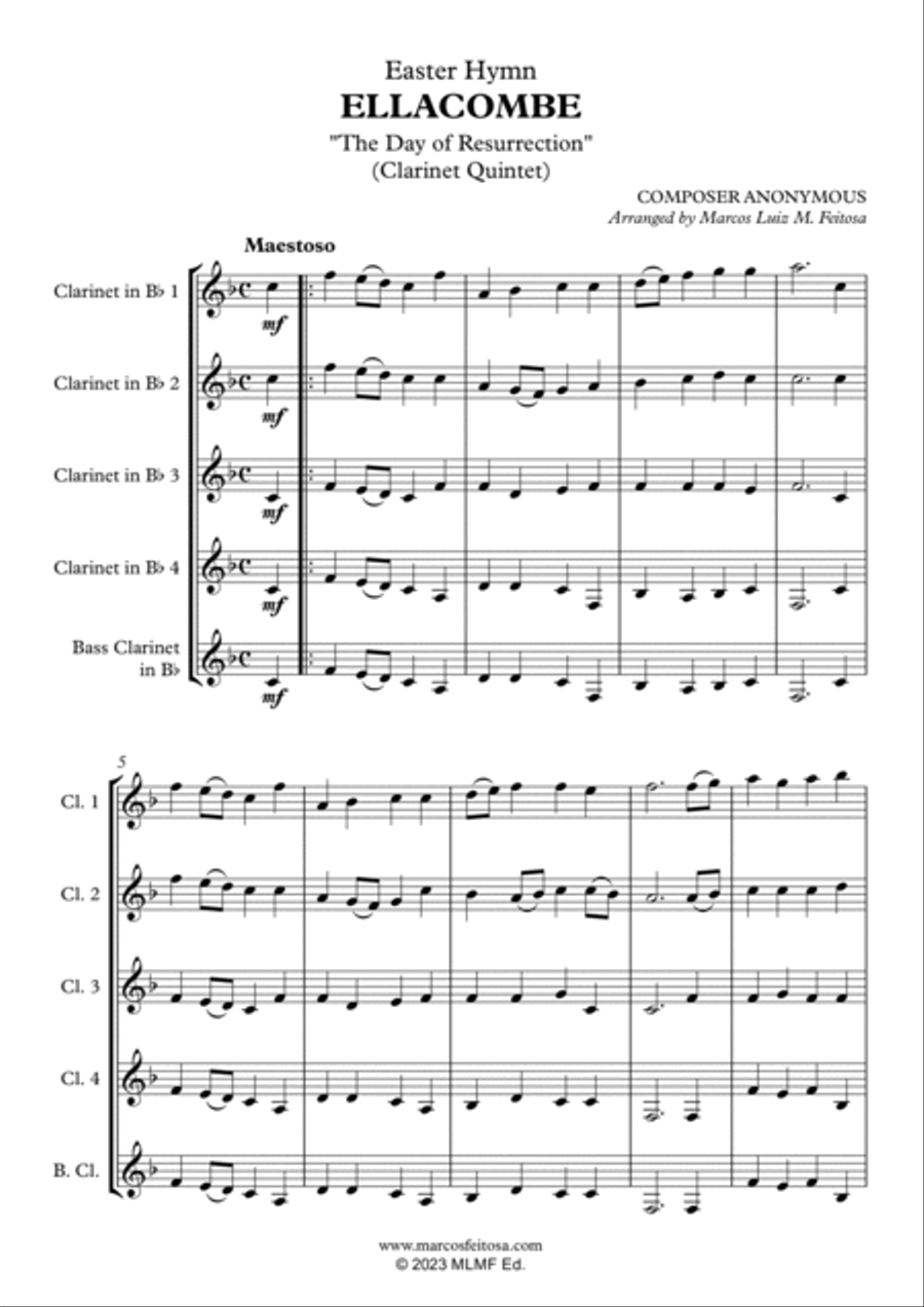 ELLACOMBE (The Day of Resurrection) - Clarinet Quintet Clarinet Quintet scores gallery preview page 3