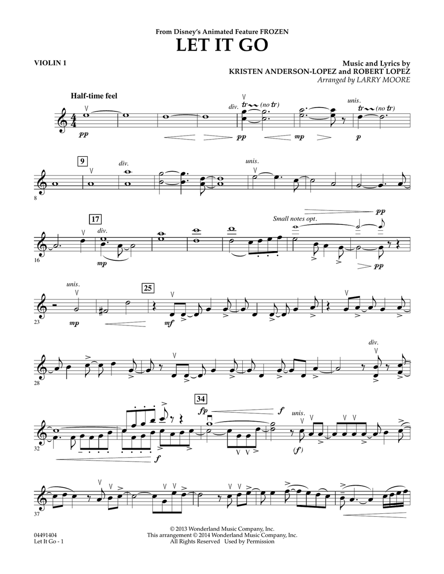 Let It Go - Violin 1 Orchestra scores gallery preview page 1