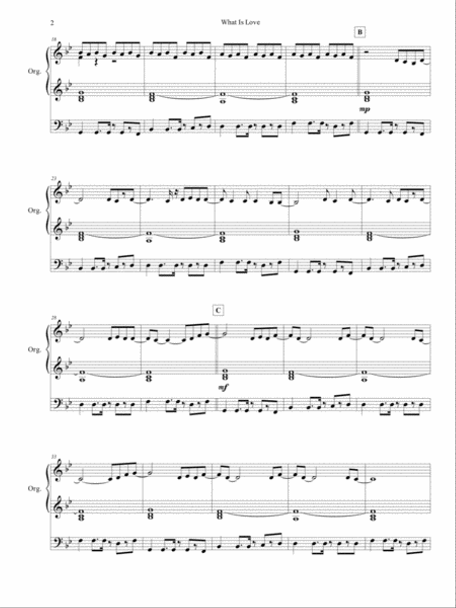 What Is Love Organ Solo scores gallery preview page 3