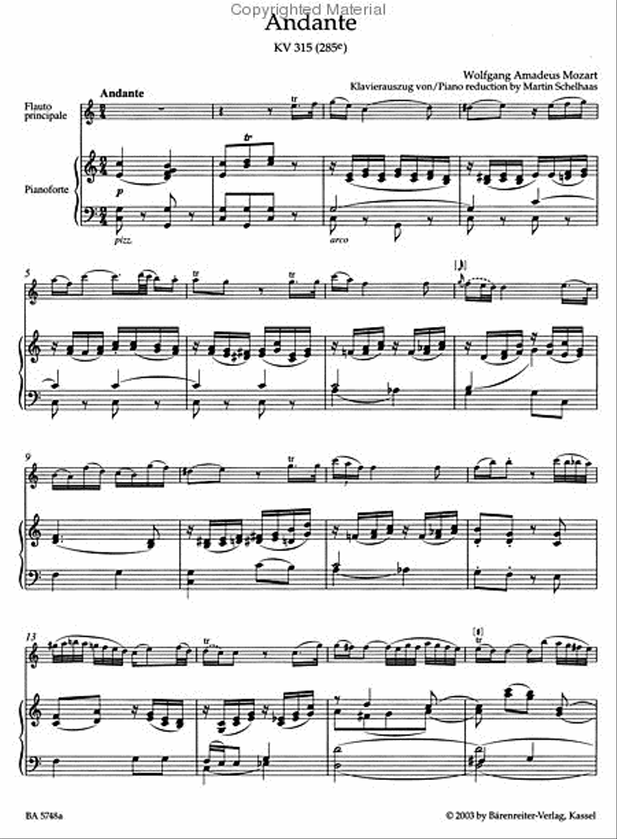 Andante for Flute and Orchestra C major, KV 315 (285e) Flute Solo scores gallery preview page 3