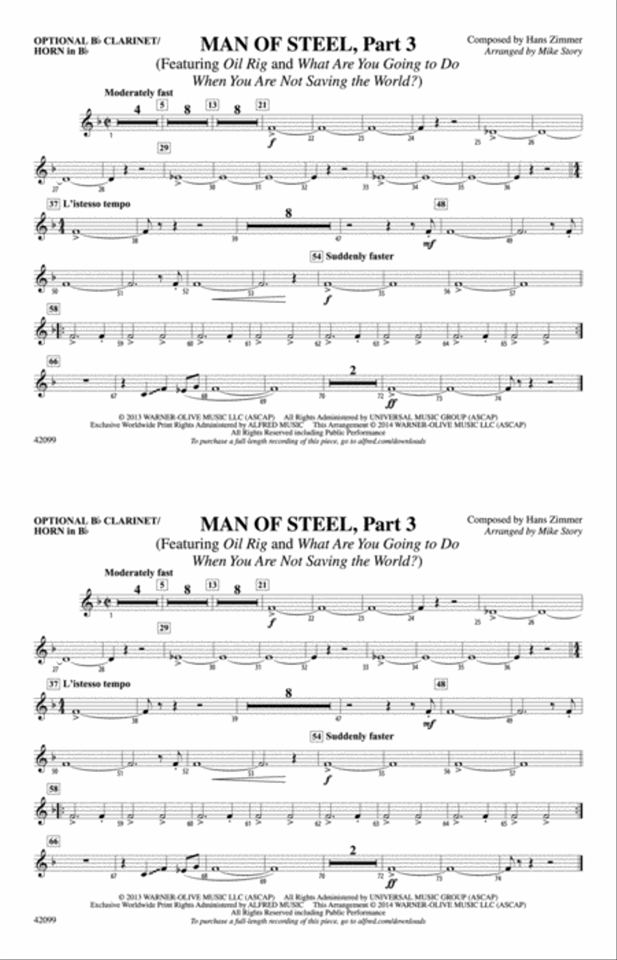 Man of Steel, Part 3: Optional Bb Clarinet/Horn in Bb Marching Band scores gallery preview page 1
